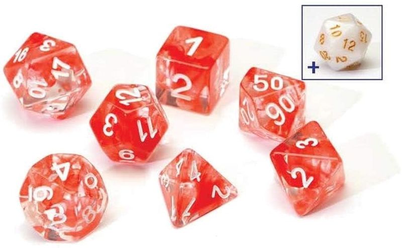 RPG Dice Set (7): Red Cloud Transparent Resin
