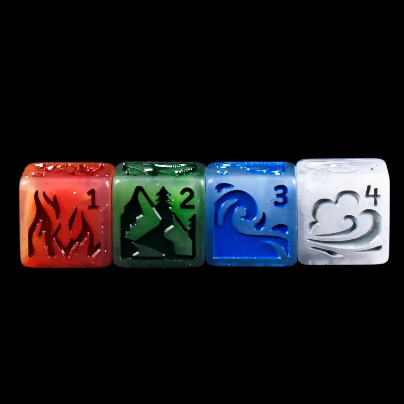 Forces of Nature 4D6 Dice Set Earth, Water, Wind, Fire