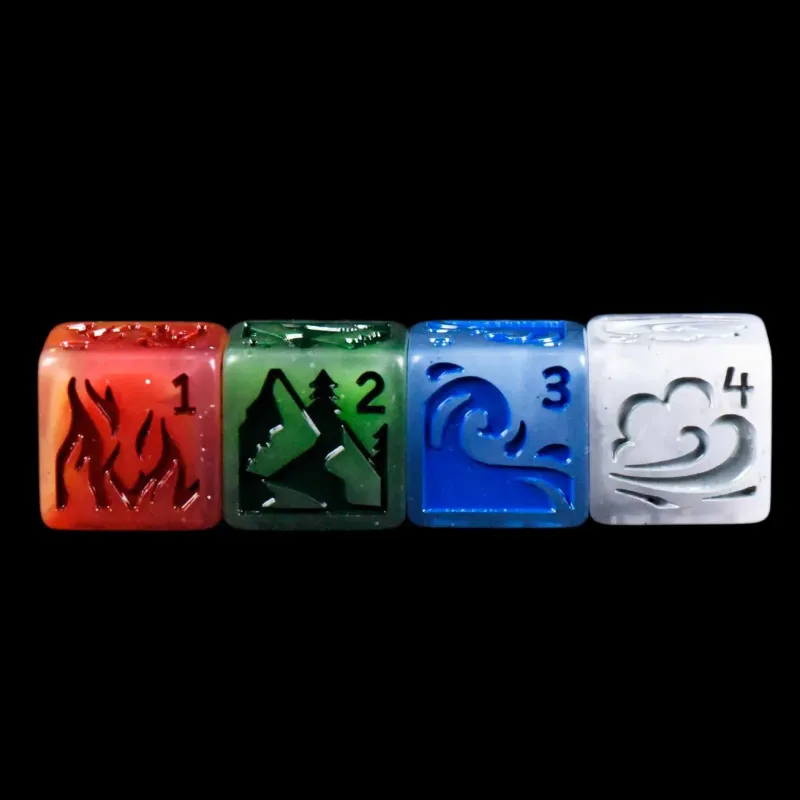 Forces of Nature 4D6 Dice Set Earth, Water, Wind, Fire