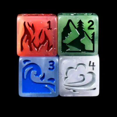 Forces of Nature 4D6 Dice Set Earth, Water, Wind, Fire