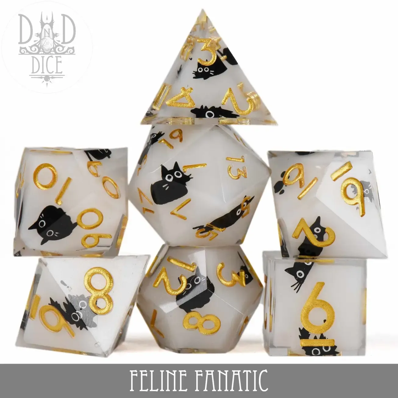 Feline Fanatic (Handmade) Sharp Edge  RPG Dice Set