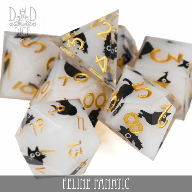Feline Fanatic (Handmade) Sharp Edge  RPG Dice Set