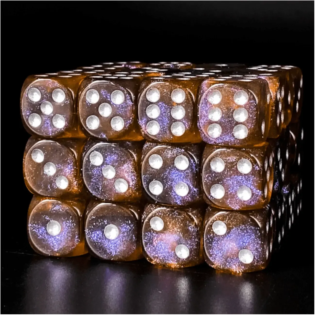 12 Piece Pip D6s - Ether Glitter