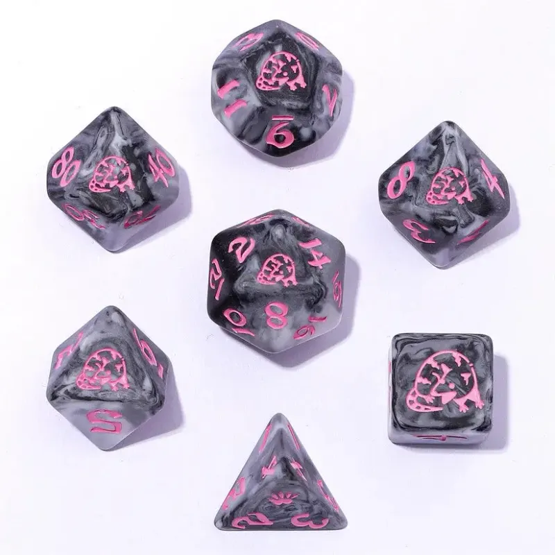 Wyrmforged Rollers Round Edge Resin 7 piece RPG Dice Set