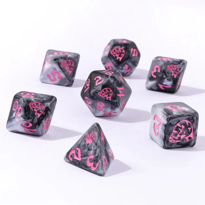 Wyrmforged Rollers Round Edge Resin 7 piece RPG Dice Set