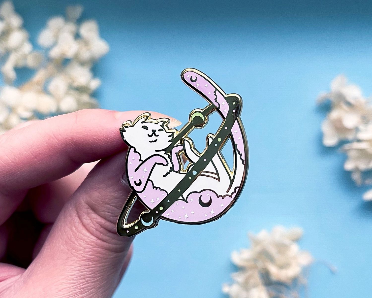 Cosmic Enamel Pin Alum and Ink, Variation: Cat