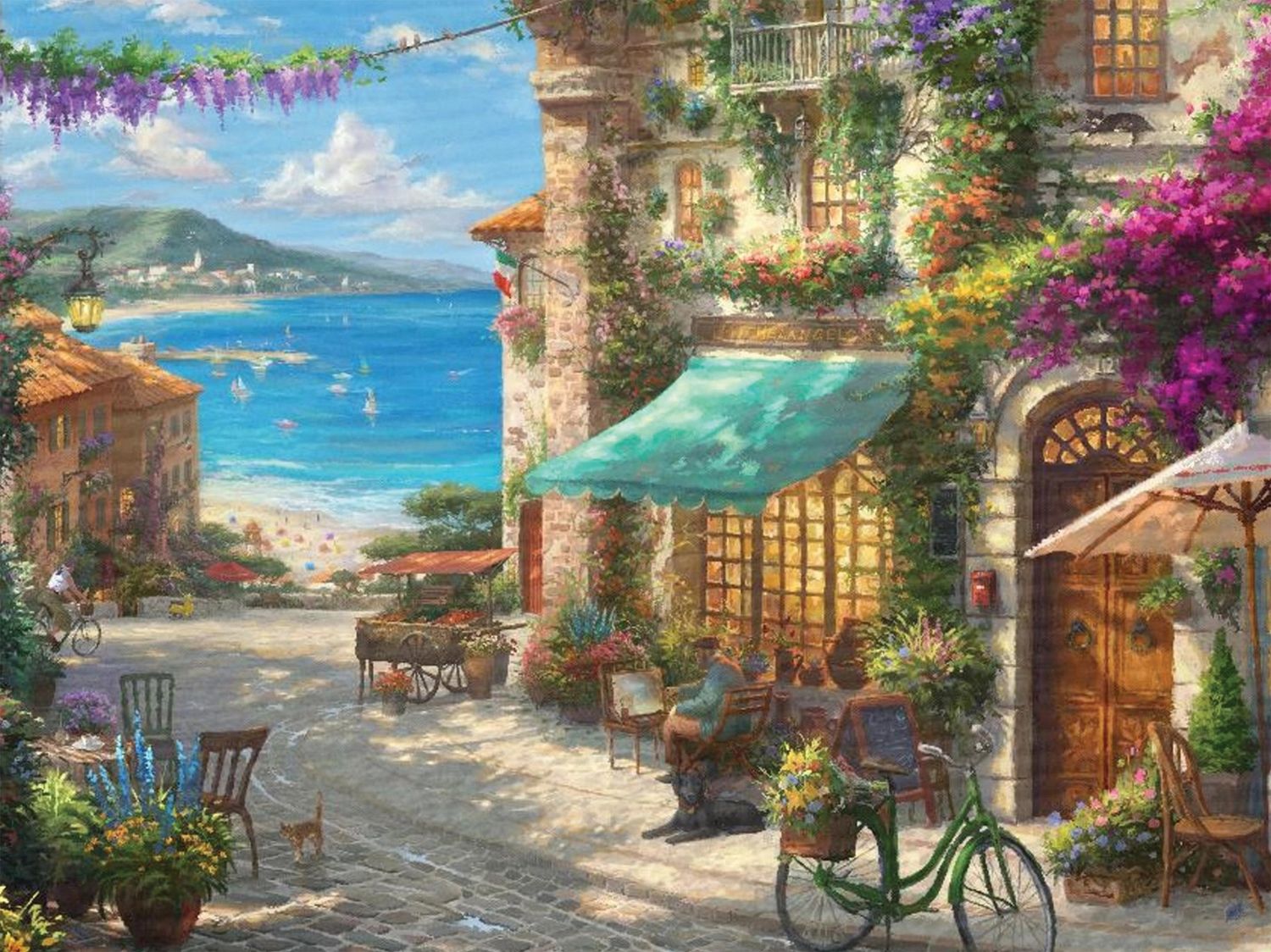 Crystal Art Paint By Numbers, Variation: (Large): Italian Cafe (Kinkade)