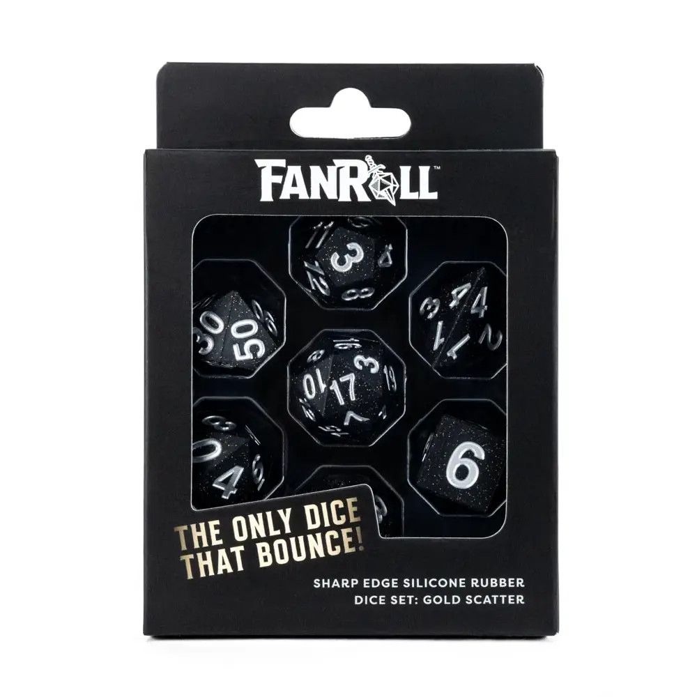 Best Selling Dice Set in Box Packaging:Silicone Gold Scatter