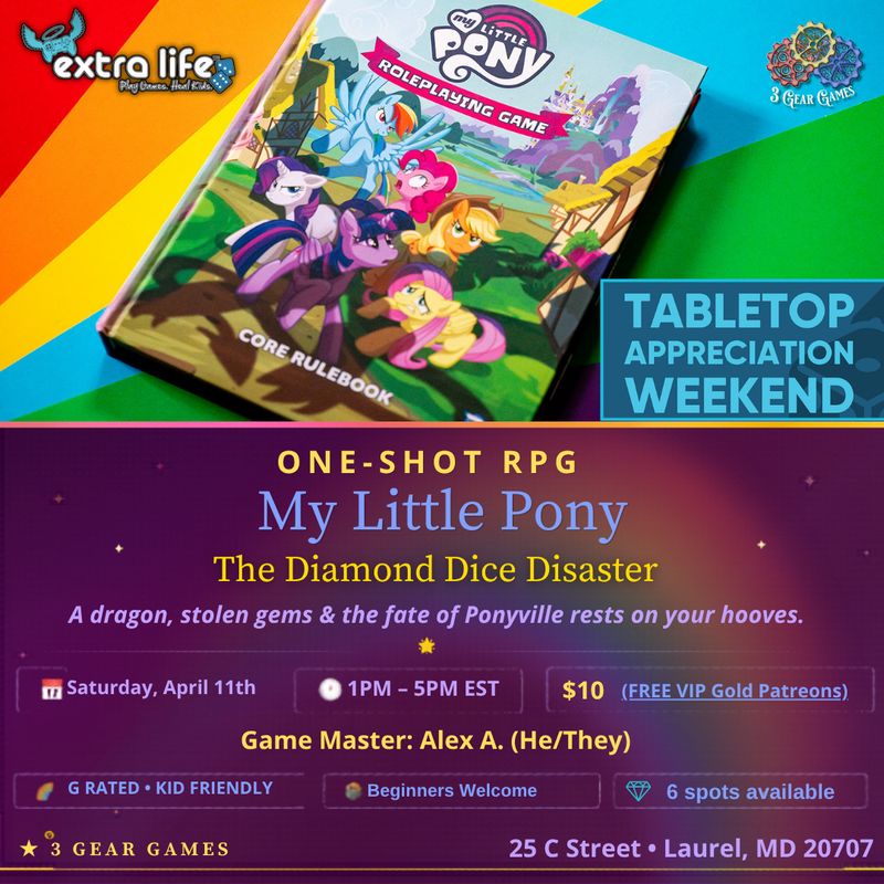 My Little Pony: The Diamond Dice Disaster One-Shot RPG - Extra Life Tabletop Appreciation Charity Event