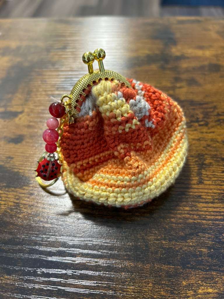 Wyrmling  Dice Bag-with beaded charm, Color: Orange Wyrmling