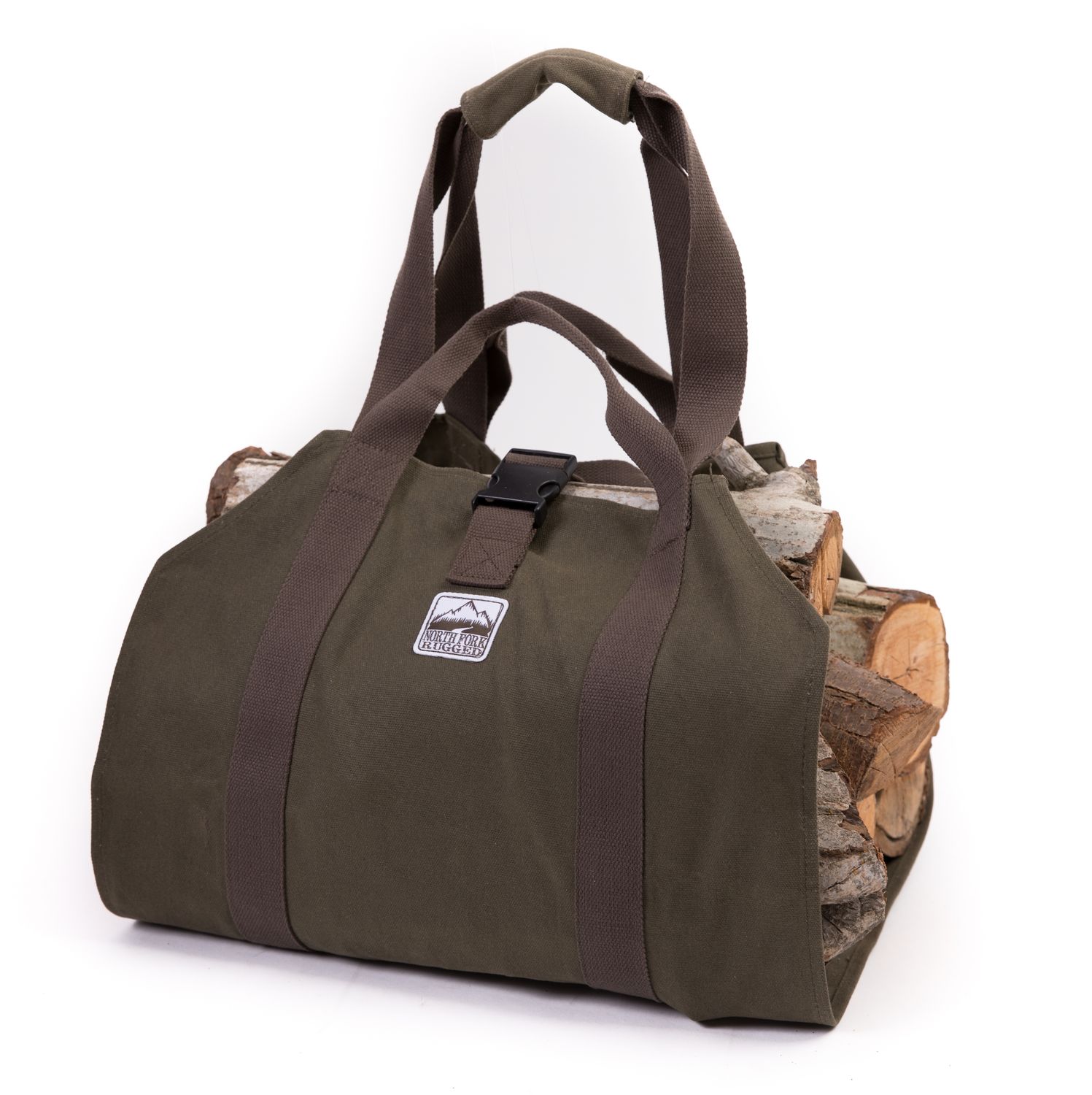North Fork Rugged Heavy-Duty Firewood Log Bag – Waxed Canvas, Large Capacity, Easy Carry Handles