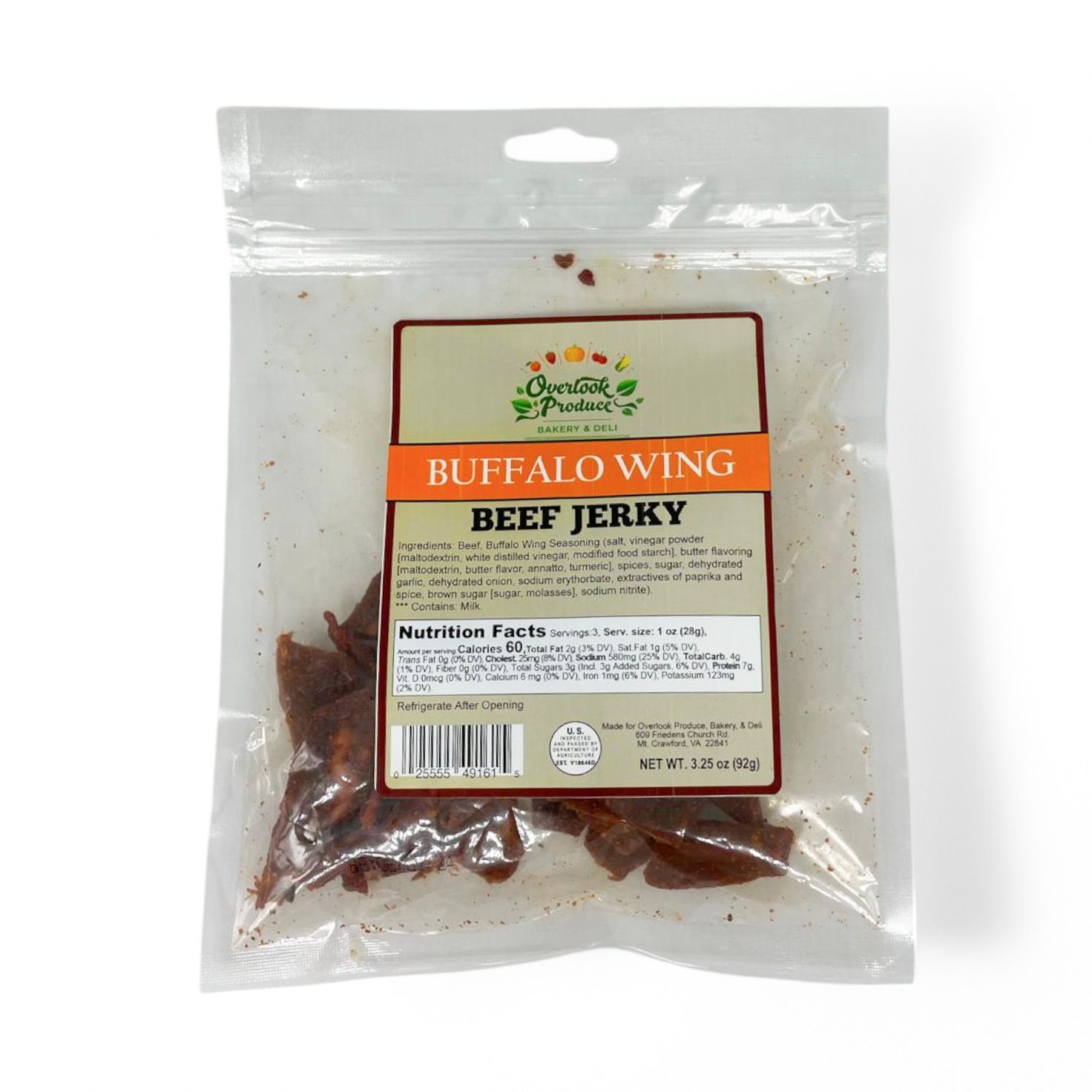 Buffalo Wing Beef Jerky 3.25oz