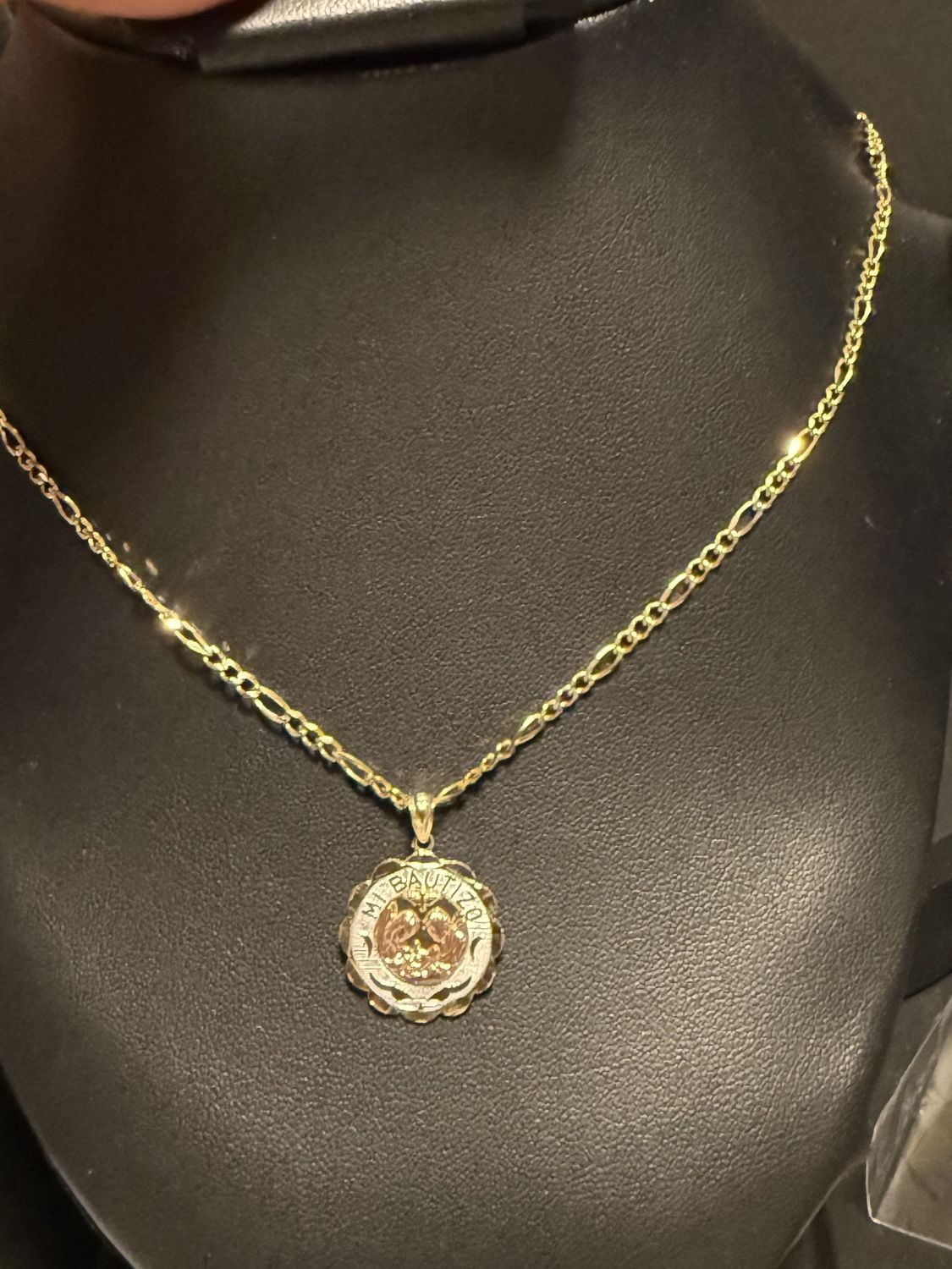 Diamond cut Figuero and bautizo pendent