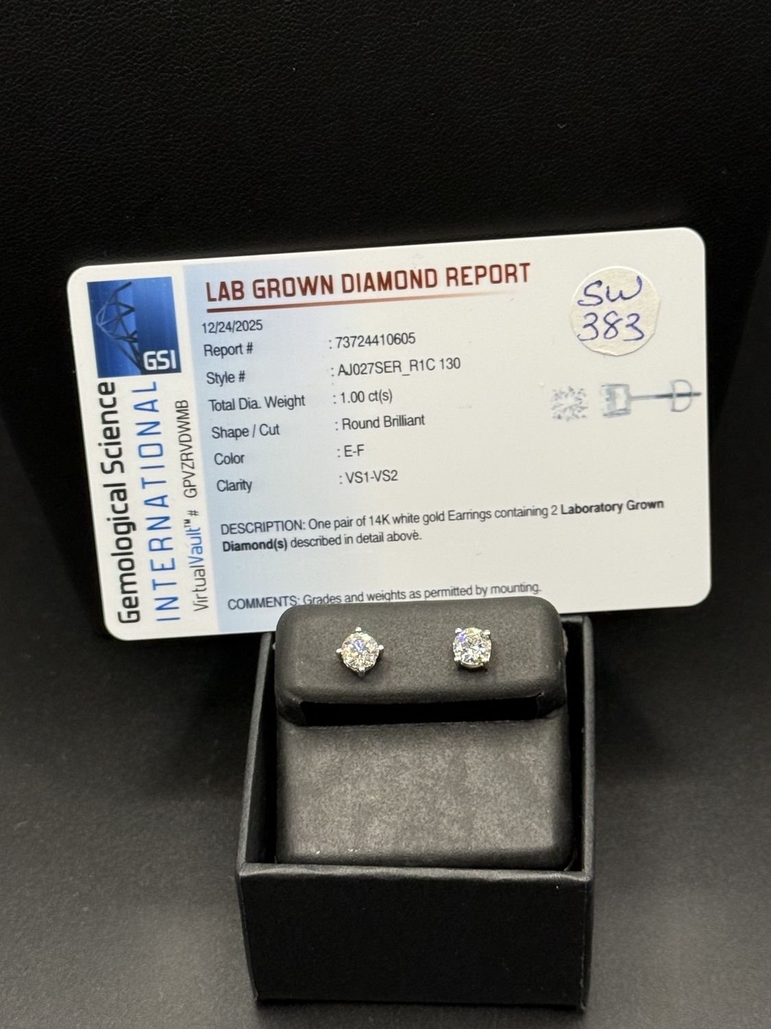 14kt 1.0ct Lab Diamond studs