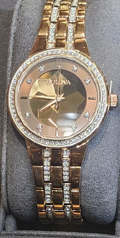 Bulova Crystal Rose Gold-Tone Women's Watch