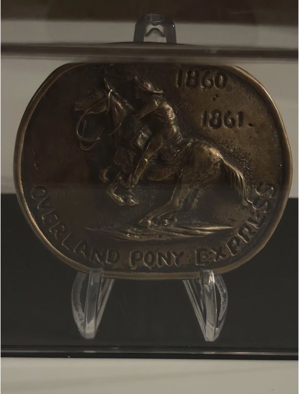 1860-1861 RARE Overland Pony Express Buckle Belt (One-of-a-Kind in Display Case)