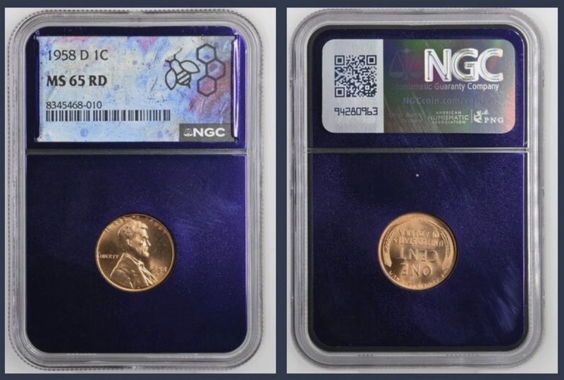 NGC 1958-D 1C Lincoln Wheat Penny (MS65RD)