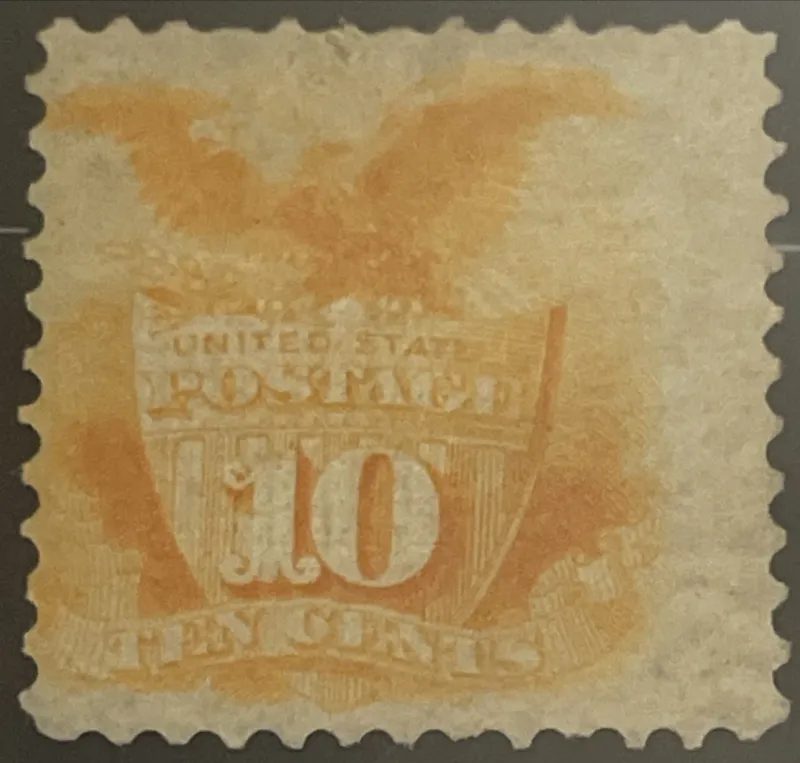 1869 Original U.S. Mint 10C Yellow G Grill Stamp (Scott #116)