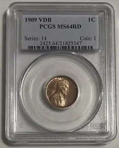 PCGS 1909 VDB 1C Lincoln Wheat Penny (MS64RD)