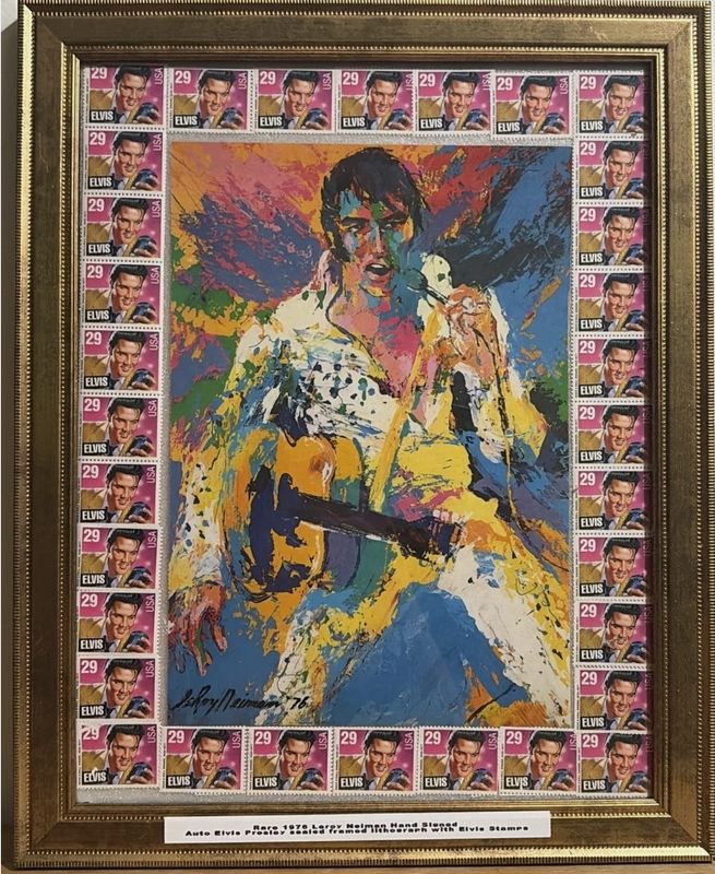 Rare 1976 Leroy Neiman Hand Signed Auto Elvis Presley Sealed Framed Lithograph