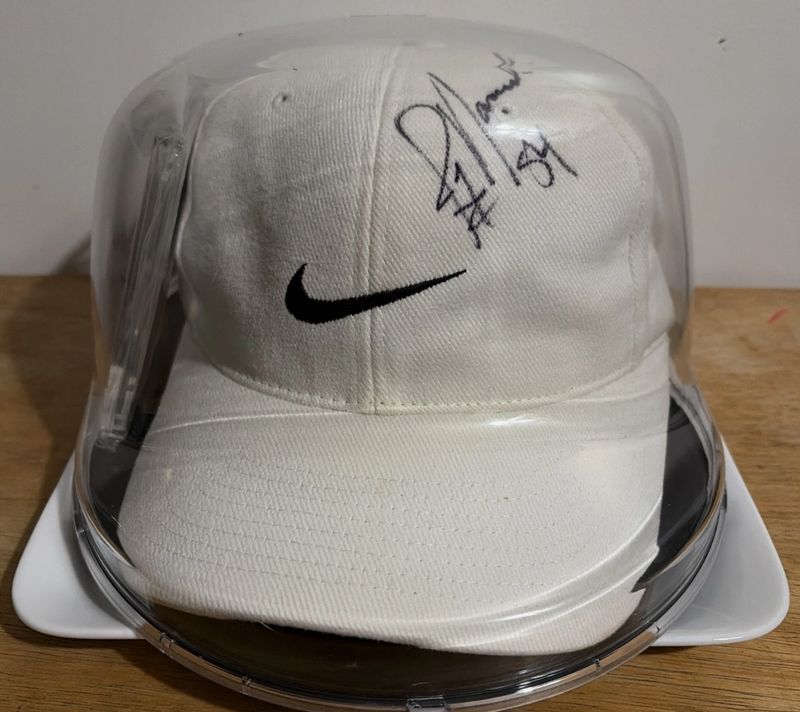Dallas Cowboys Signed Hat and Signed Card in Case (Jay Novacek Autographs)