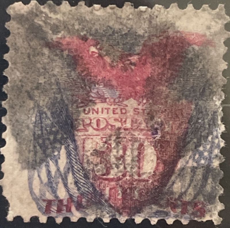 1869 30C Eagle and Shield (Used, Faults, Bi-color) (Scott #121) [Value of $425]