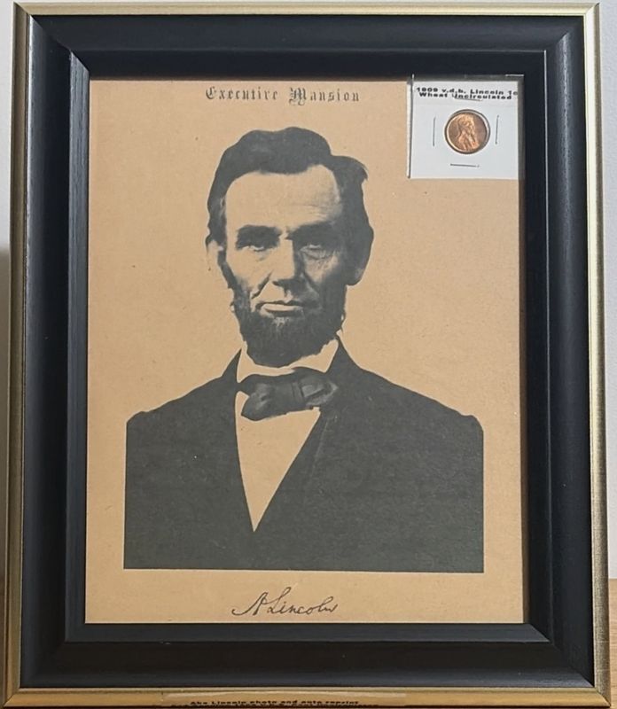 Abraham Lincoln Photo and Auto REPRINT and Genuine 1909 1C VDB Cent Uncirculated