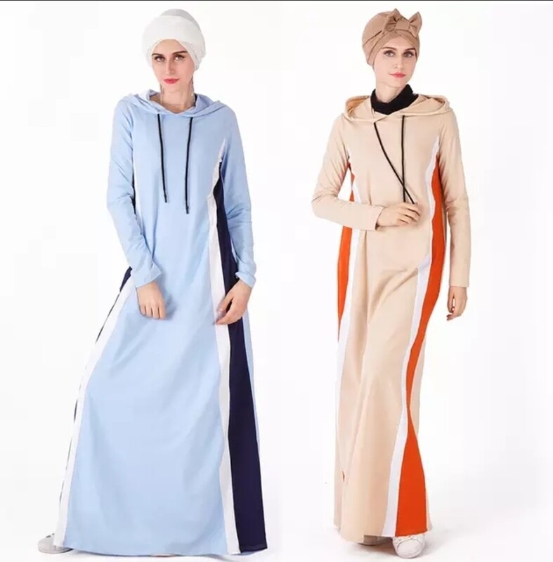 Tricolour hooded abaya