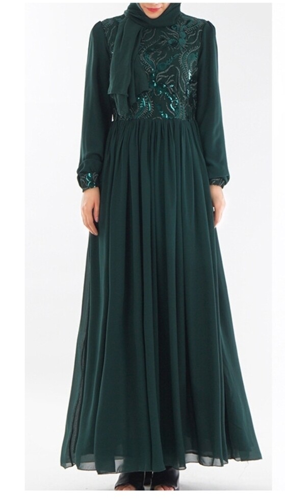 Sequin Lace Chiffon Abaya