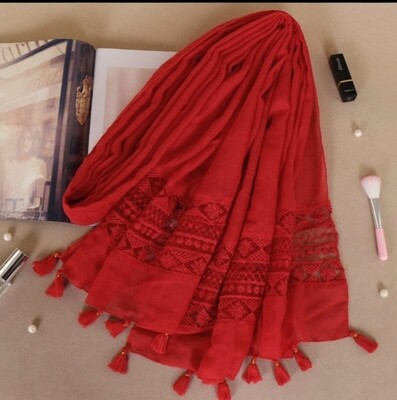 Lacy, Tasseled Viscose Hijab