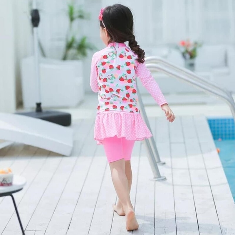 Pink Strawberry Girl's Swim suit