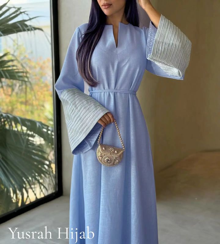 Fancy Linen Abaya YS813