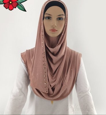 1-loop glittery instant hijab