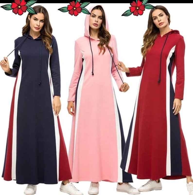 Hooded Tri-Colour Abayah