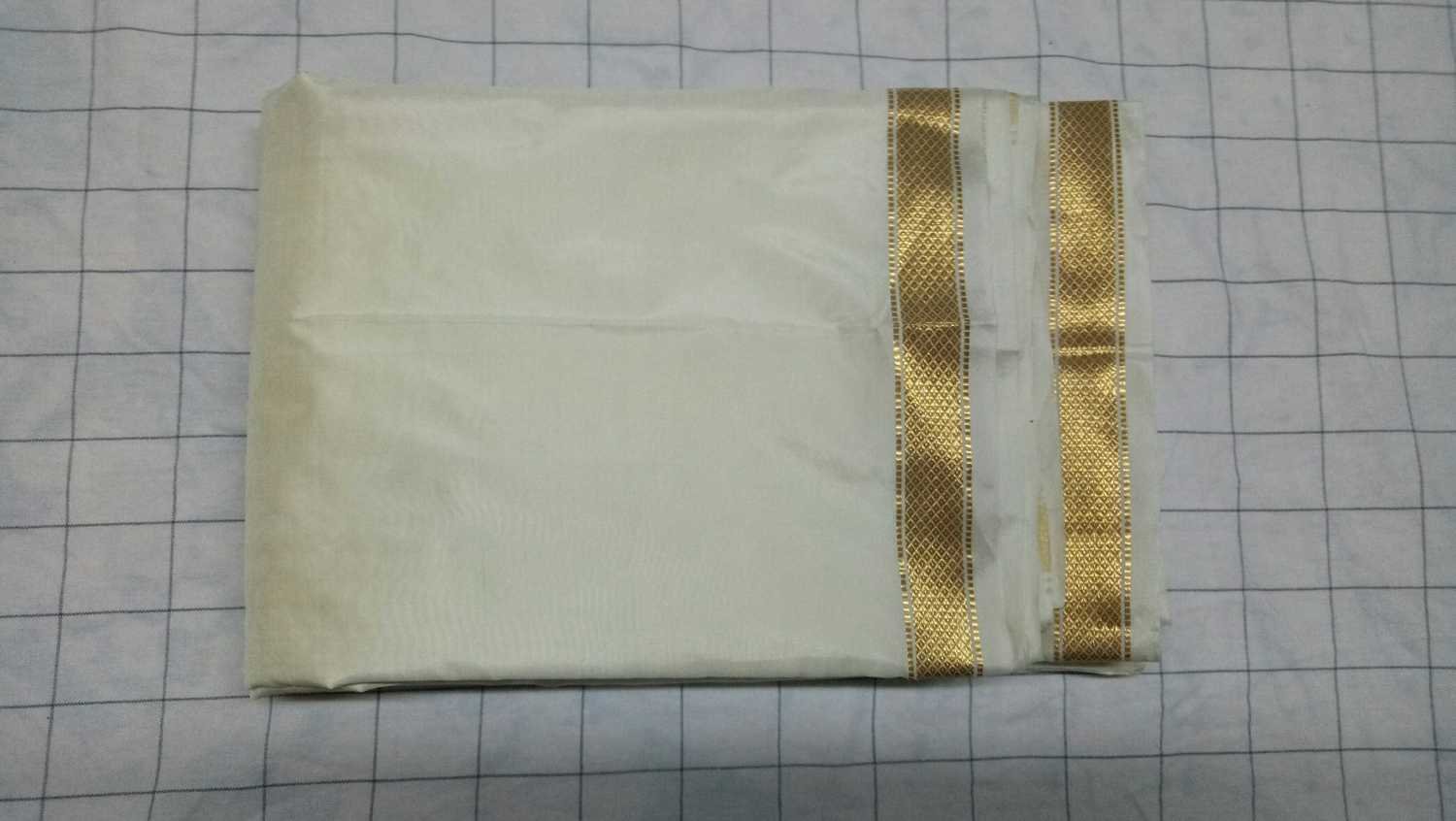 PURE RESHAM(100% SILK) CREAM JARI DHOTISHALYA