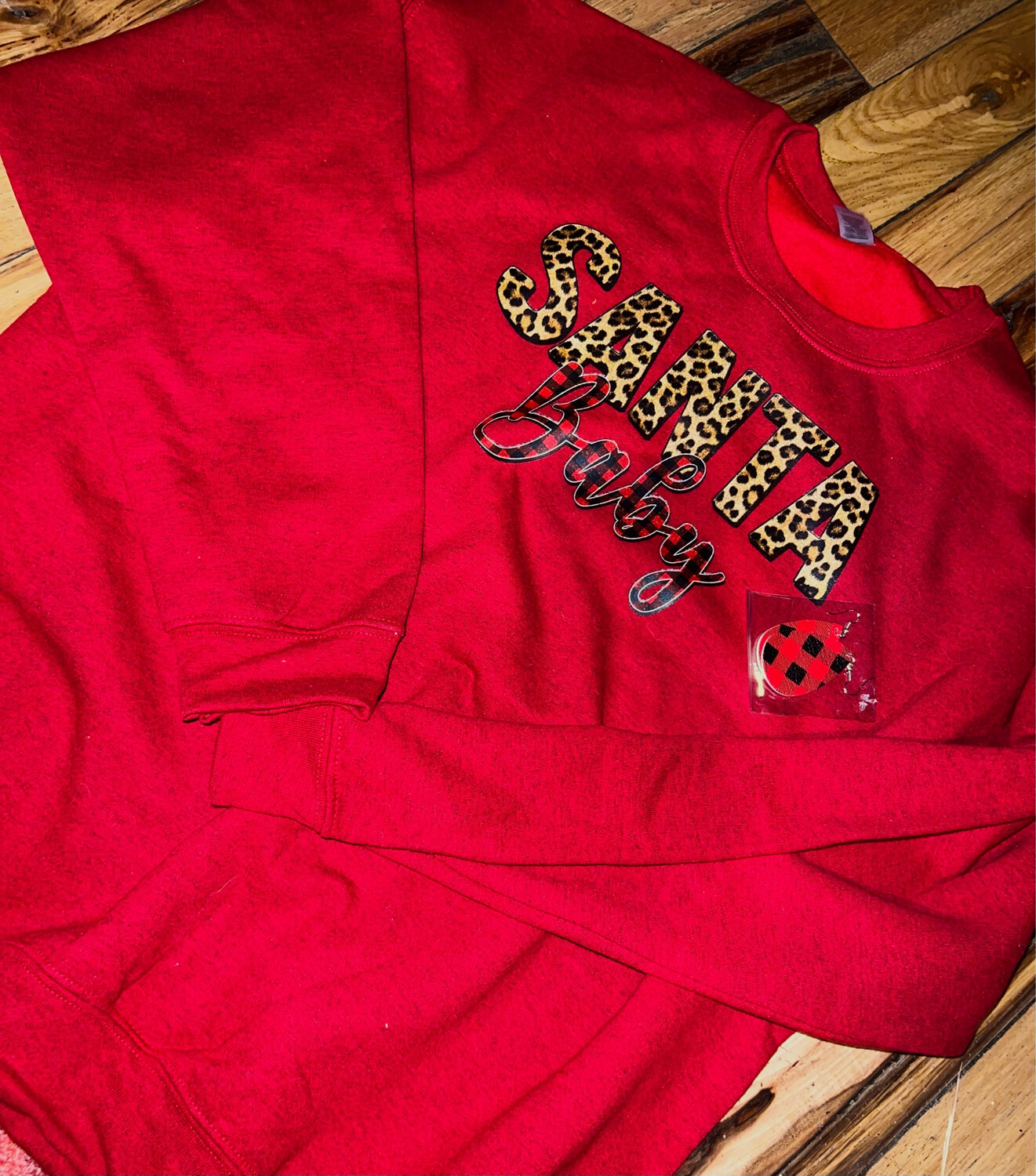 Santa Baby Crew Neck With Matching Earrings Size XL