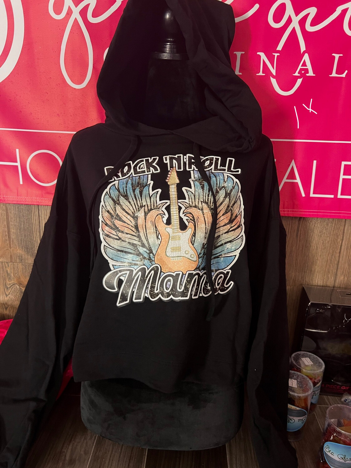 Rock And Roll Mama Slightly Cropped Hoodie Size 1X