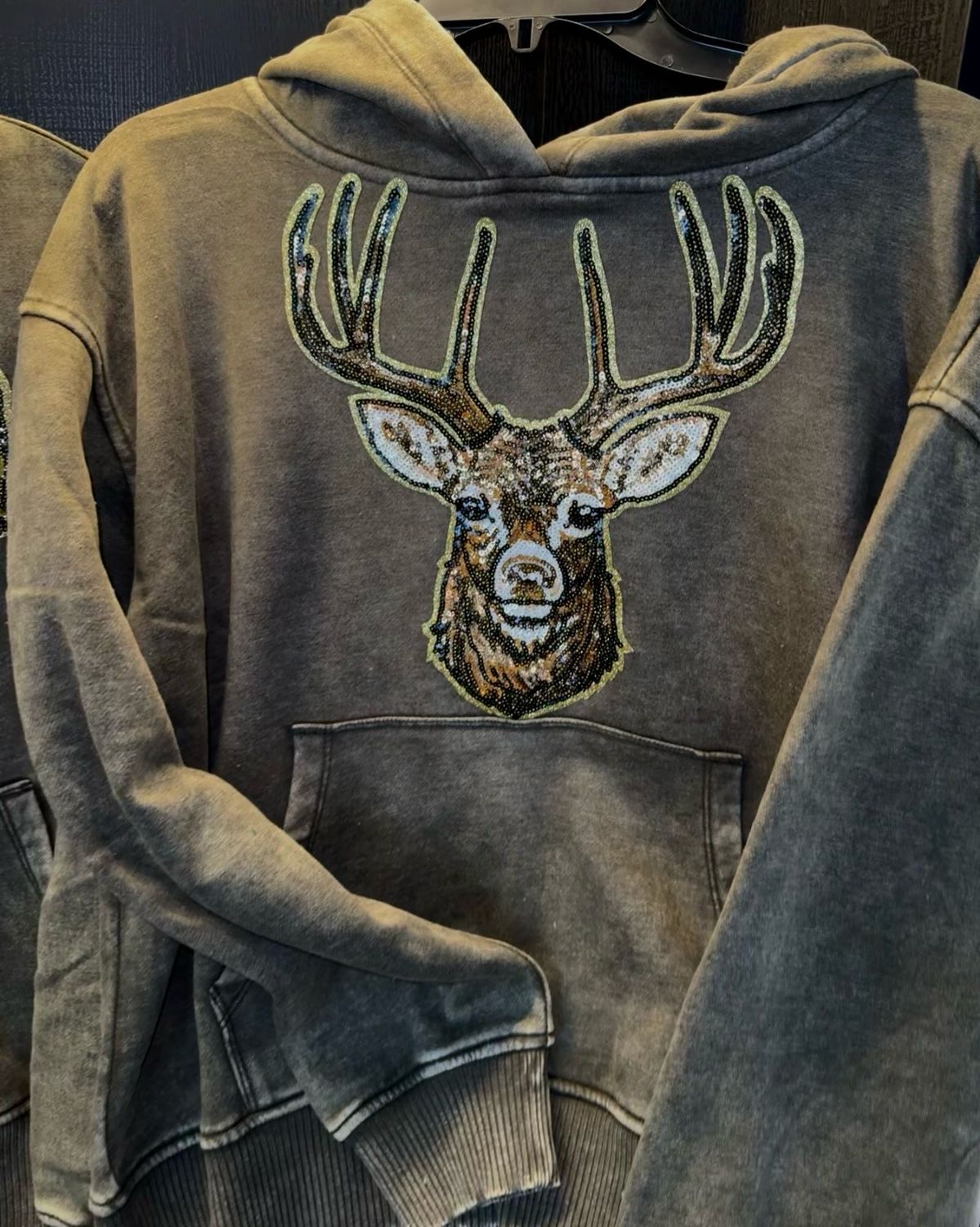 Deer Sequin Hoodie Wash