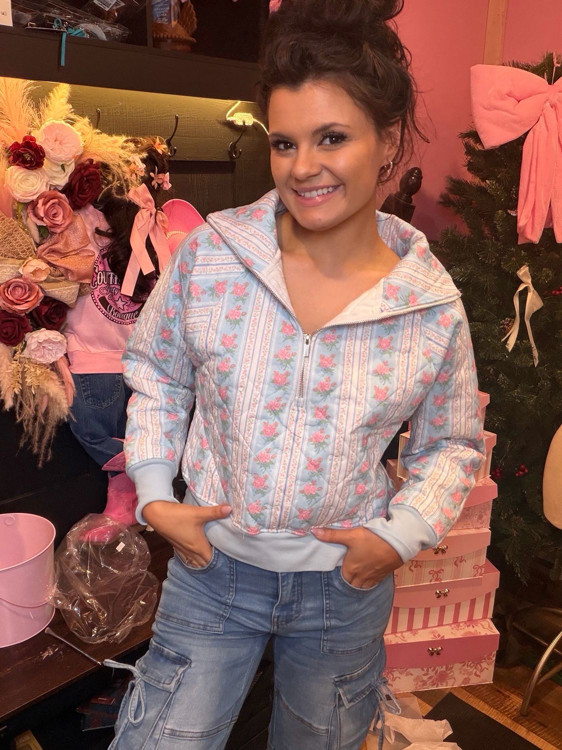 Simply Southern Rose Half Zip