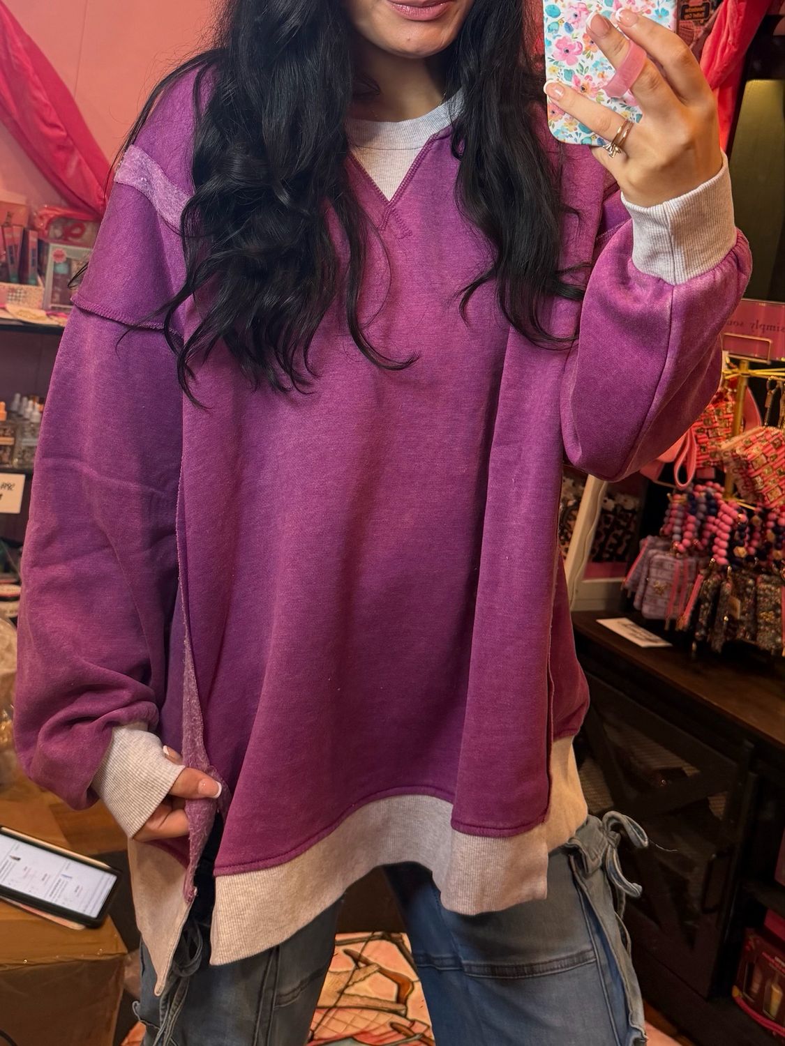 Plus Size Crew Purple Wash