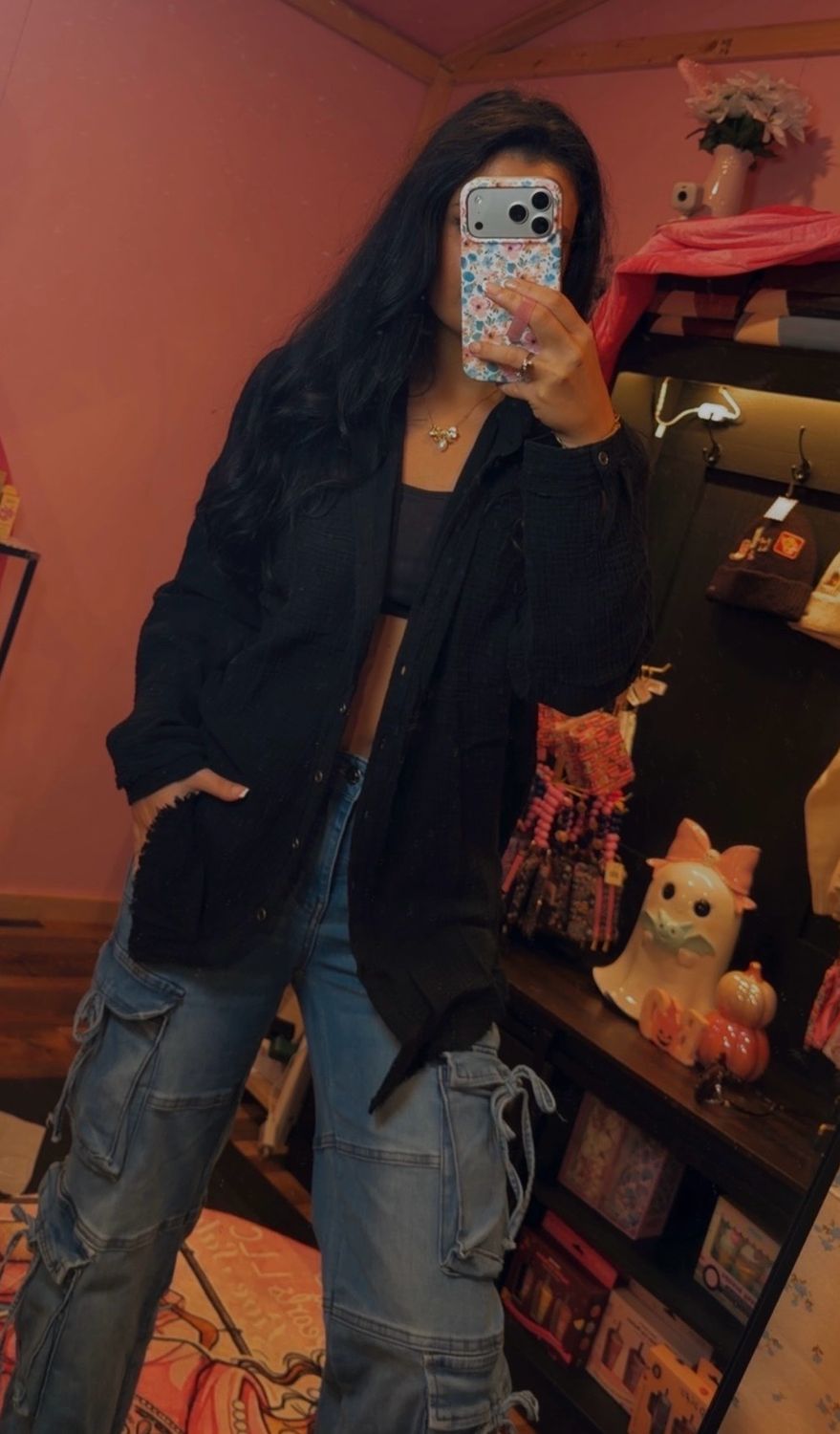 Black Shacket Button Up