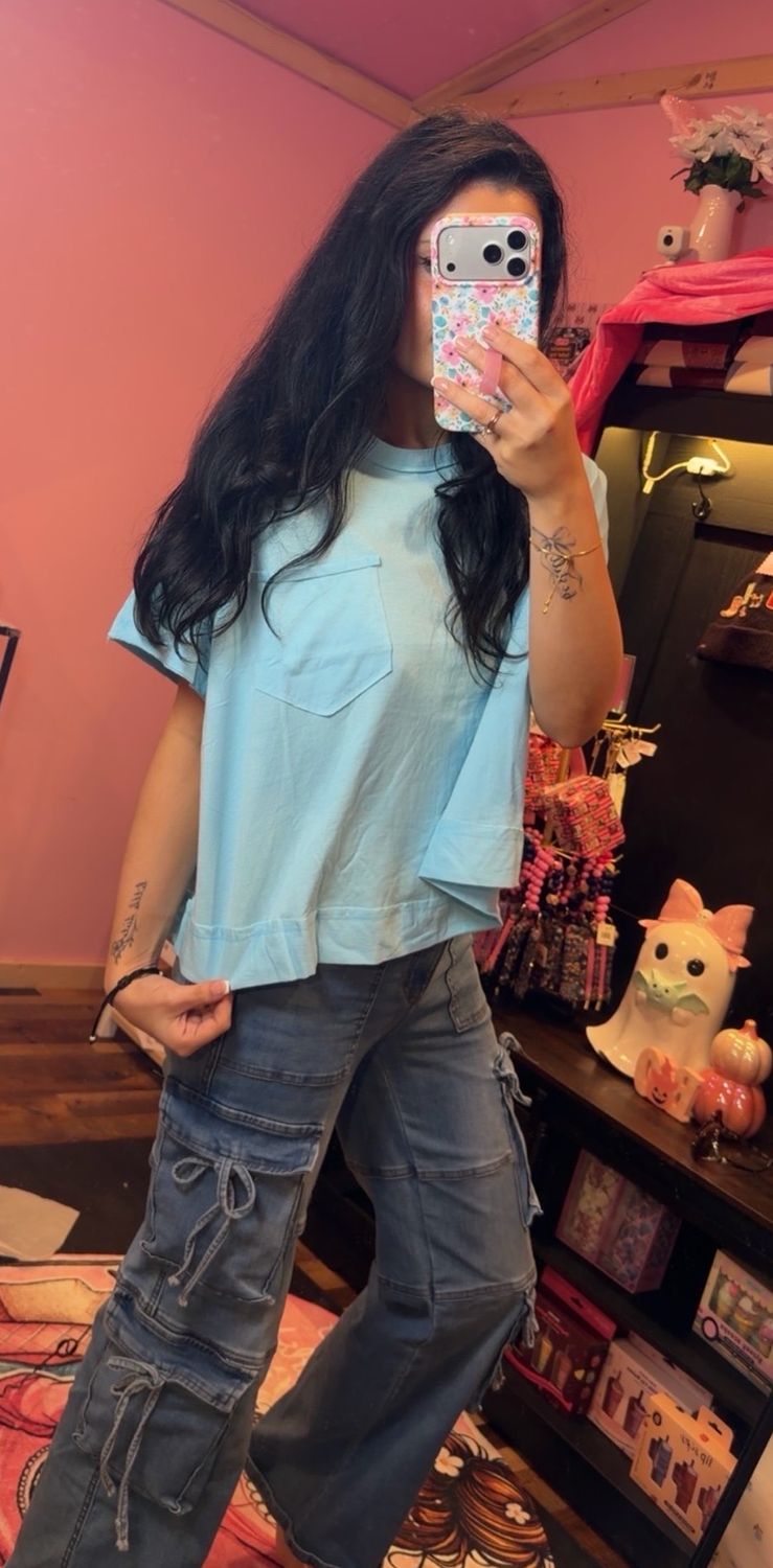 Sky blue Oversized boxy Top