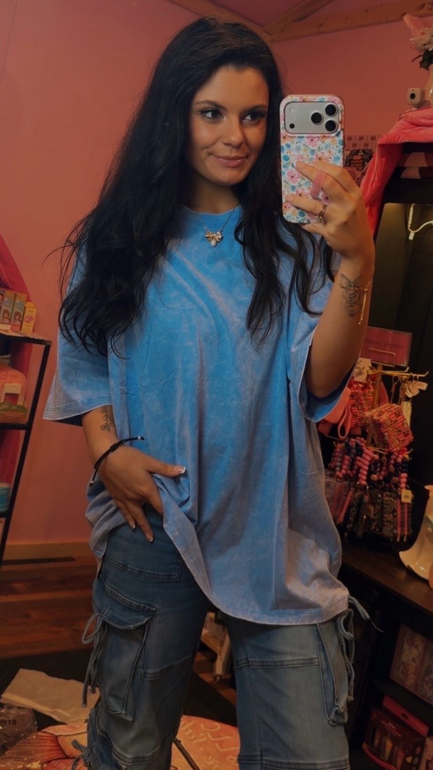 Wash Cotton Drop Tee Blue