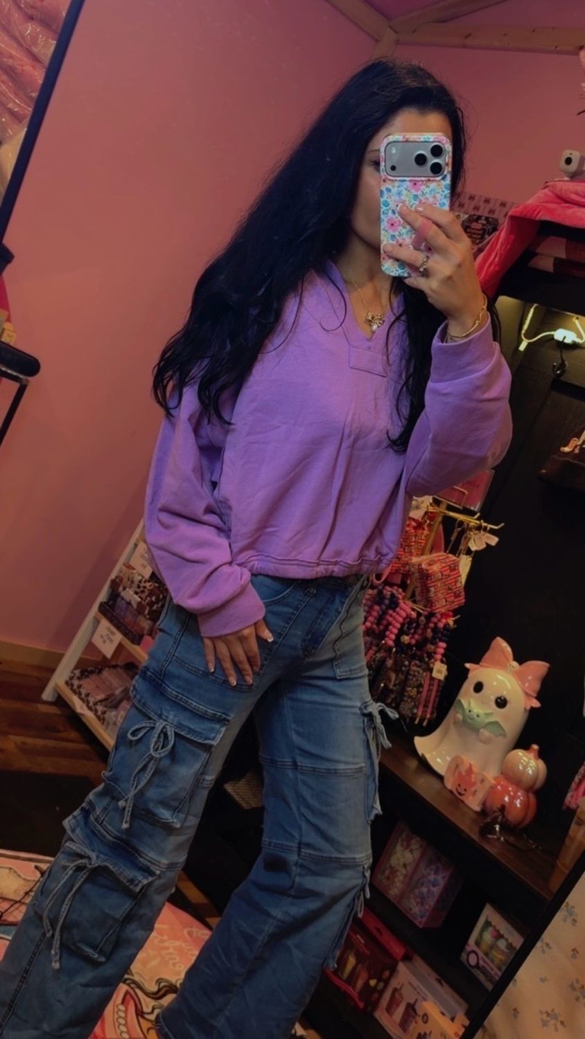 French Collared Pullover Lavender