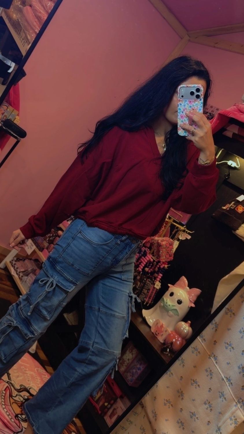 French Collared Burgundy Top