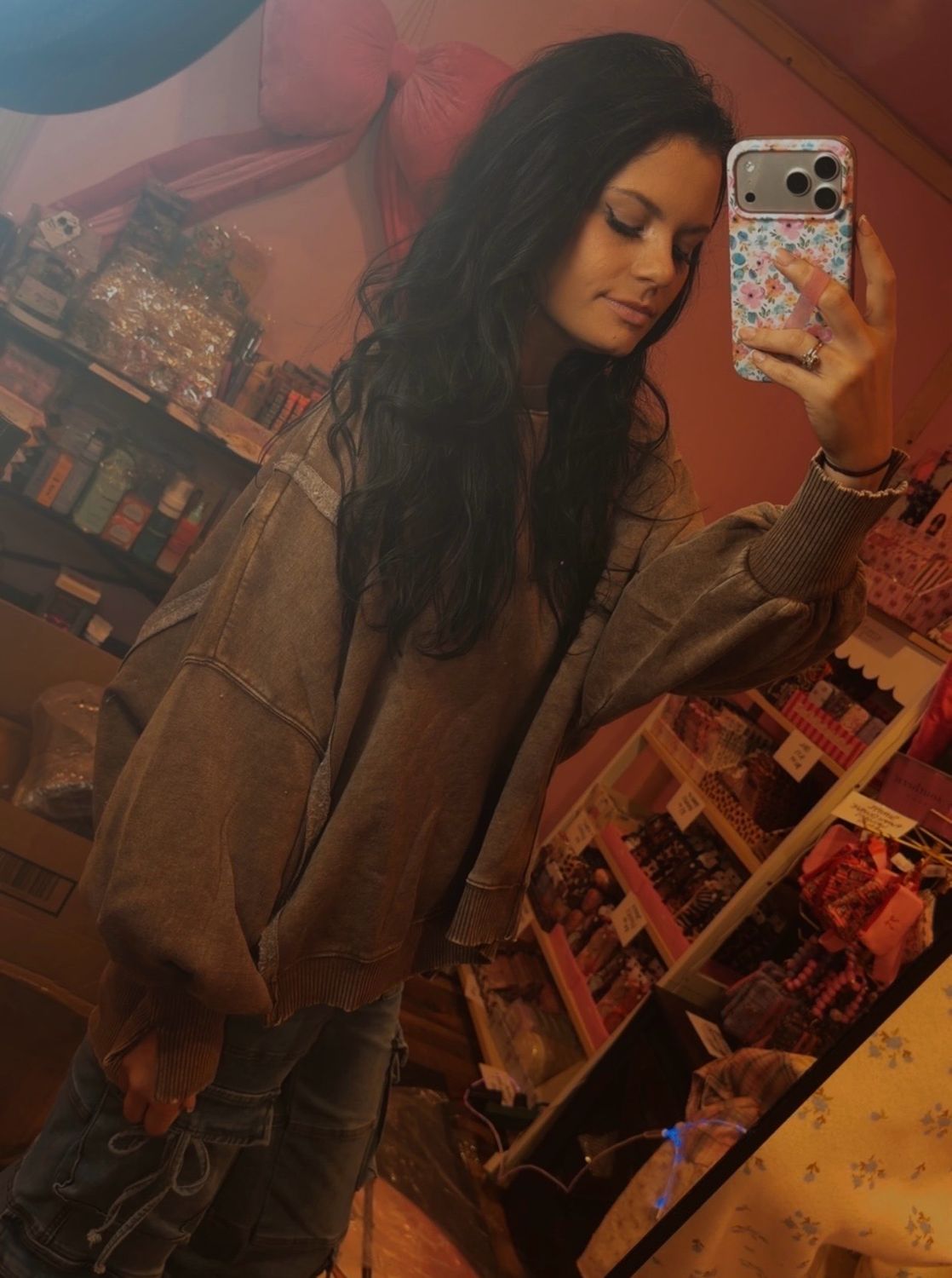 Drop Sleeve Crewneck Brown