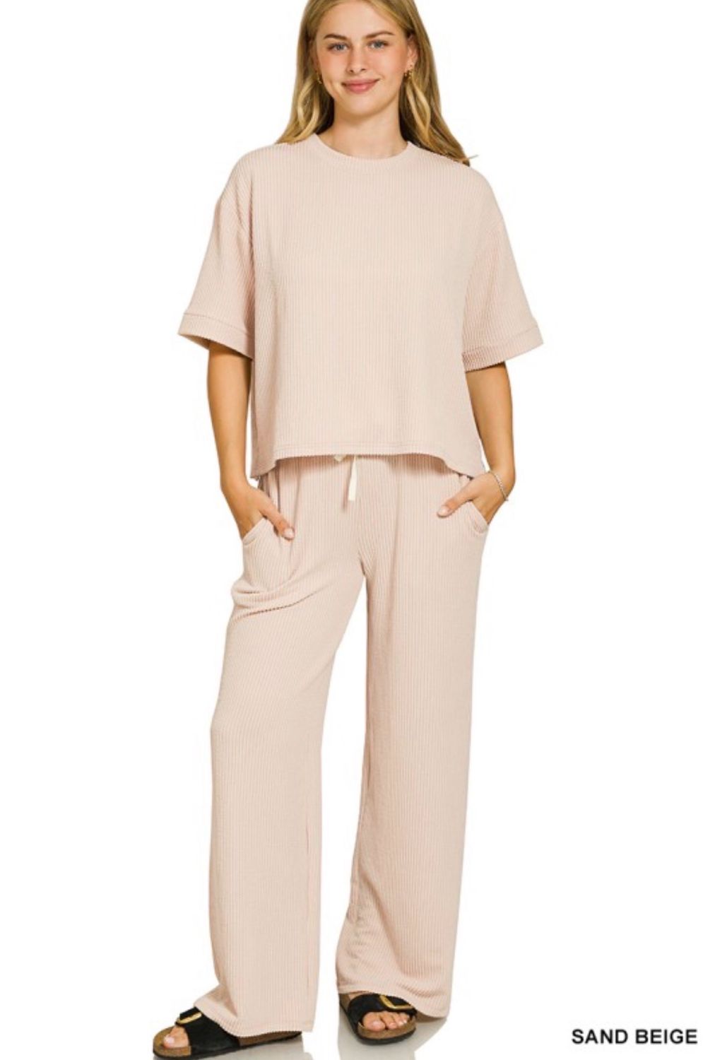 Cream Ribbed Set