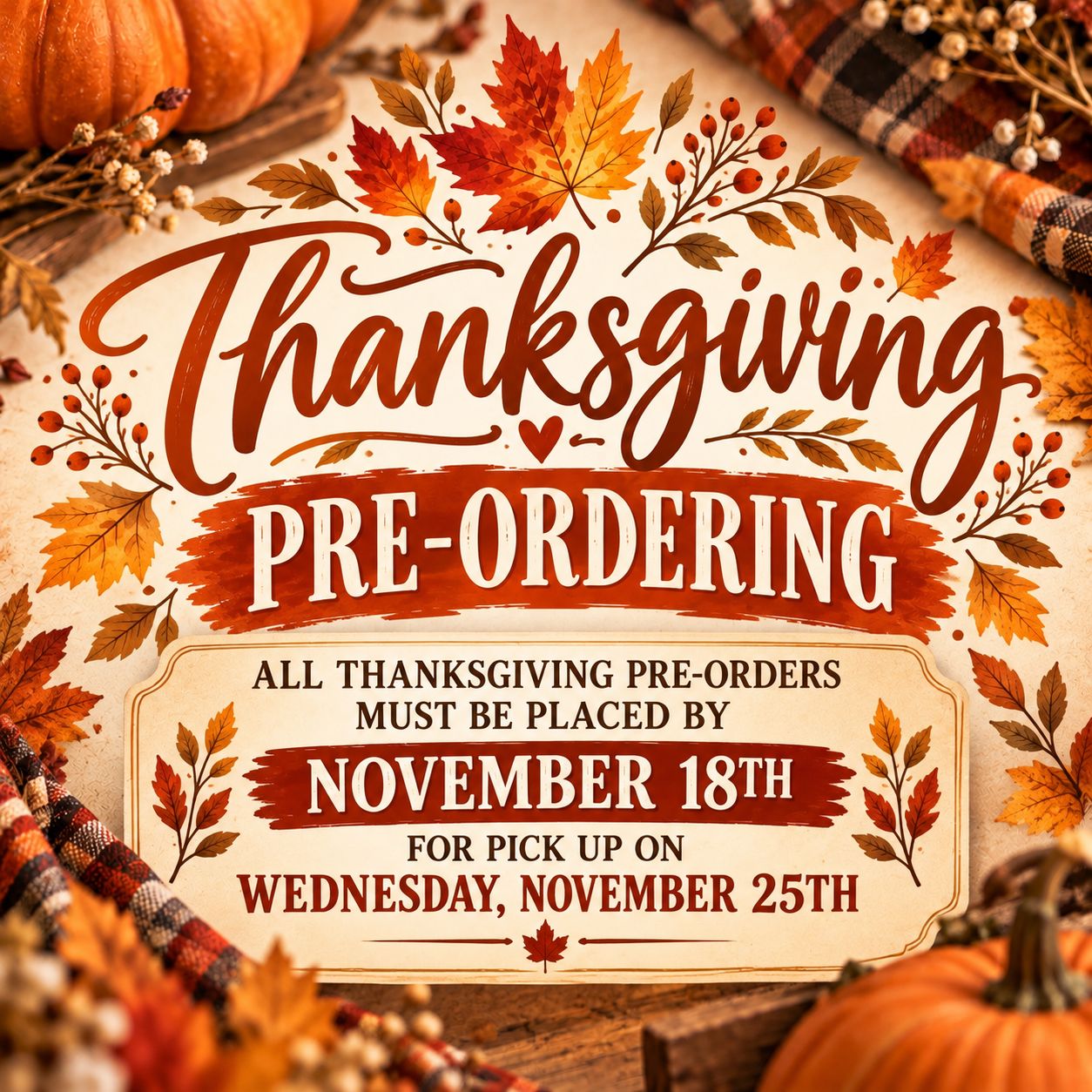 THANKSGIVING PRE-ORDERING