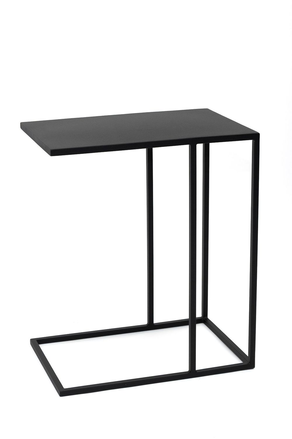 Offset Design Bijzettafel 400 x 400 x 500 mm in Zwart Staal – Asymmetrische Industriële Tafel