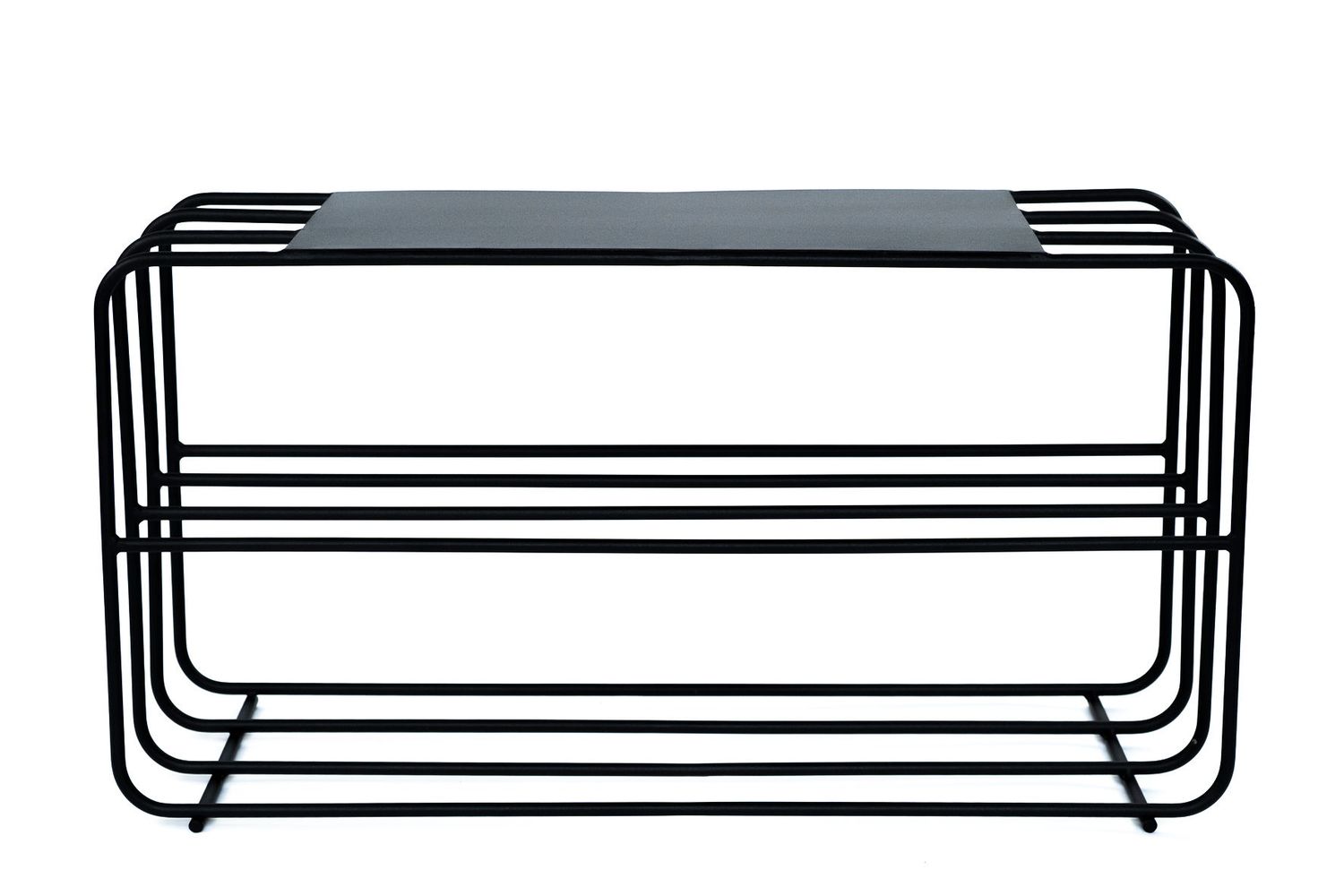 Linea Step Minimalistisch Schoenenrek in Zwart Staal – Industrieel Design Opbergrek 80 cm